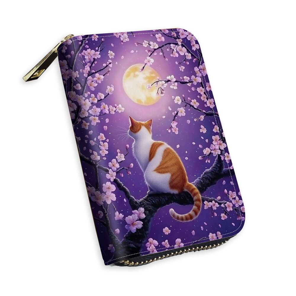 4983 Small Credit Card Case Wallet , Cherry Kitty, RFID Blocking Mini Slim